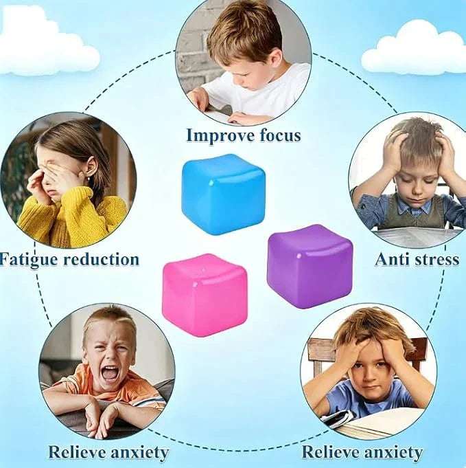 Relief High Density Ice Squeeze Ball, Ice Cube SqueezeToy,Adults Sensory Fidget for Stress Relief,Focus (Pink)