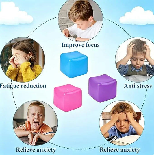 Relief High Density Ice Squeeze Ball, Ice Cube SqueezeToy,Adults Sensory Fidget for Stress Relief,Focus (Pink)