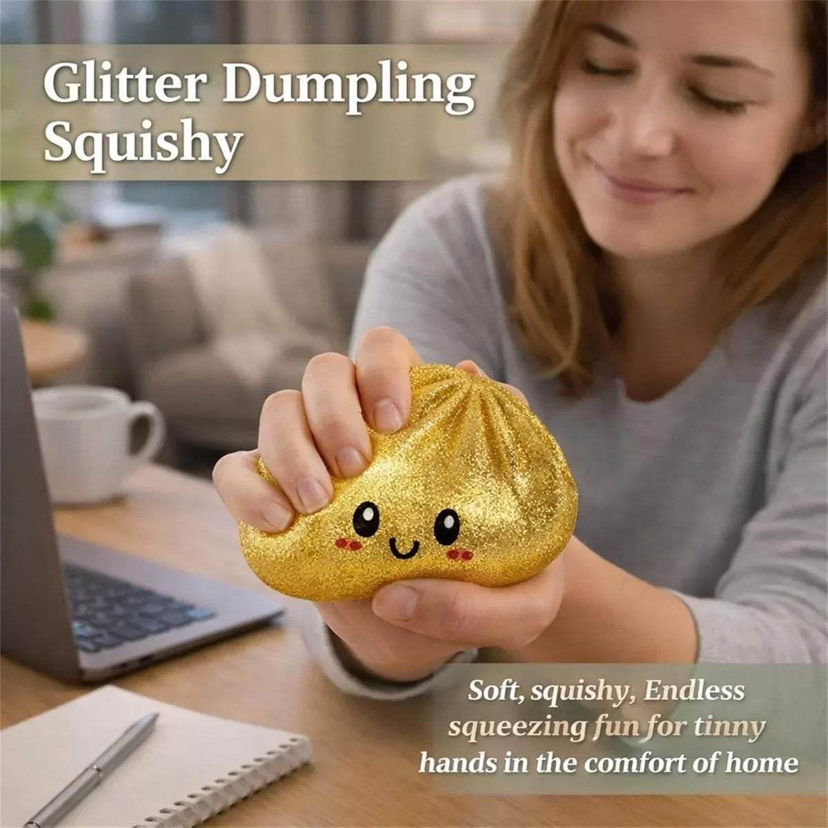 Dumpling Squishies,Glitter Dumpling, Glitter Squishy with Box,Easter Basket Stuffers (White)