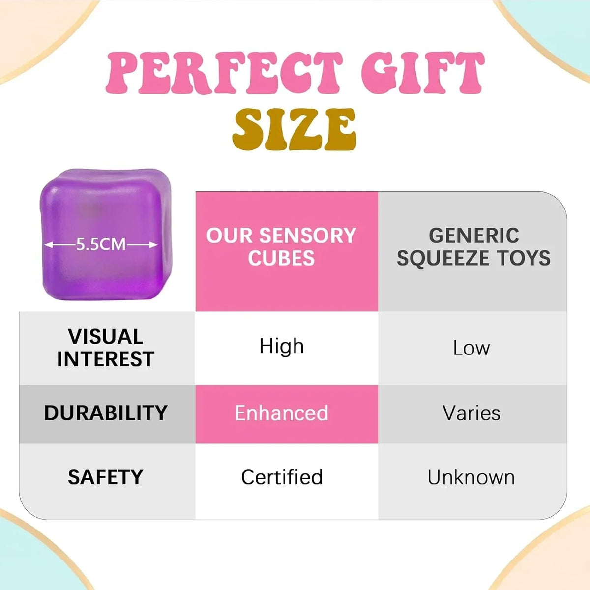 A Set of 4 Compression Squeezing , Soft Stress-Relieving Toys, Four-Color Textured Toys that Help Relieve Anxiety, and a Portable Cubic Squeezing Toy that Helps Concentrate and Relax the Body.