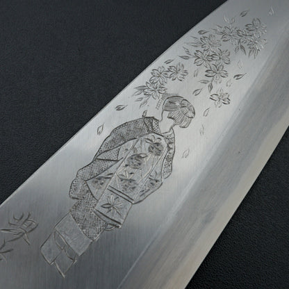 Sakai Takayuki Michiko Kubota Engraved "Maiko" Kasumitogi Deba 225mm