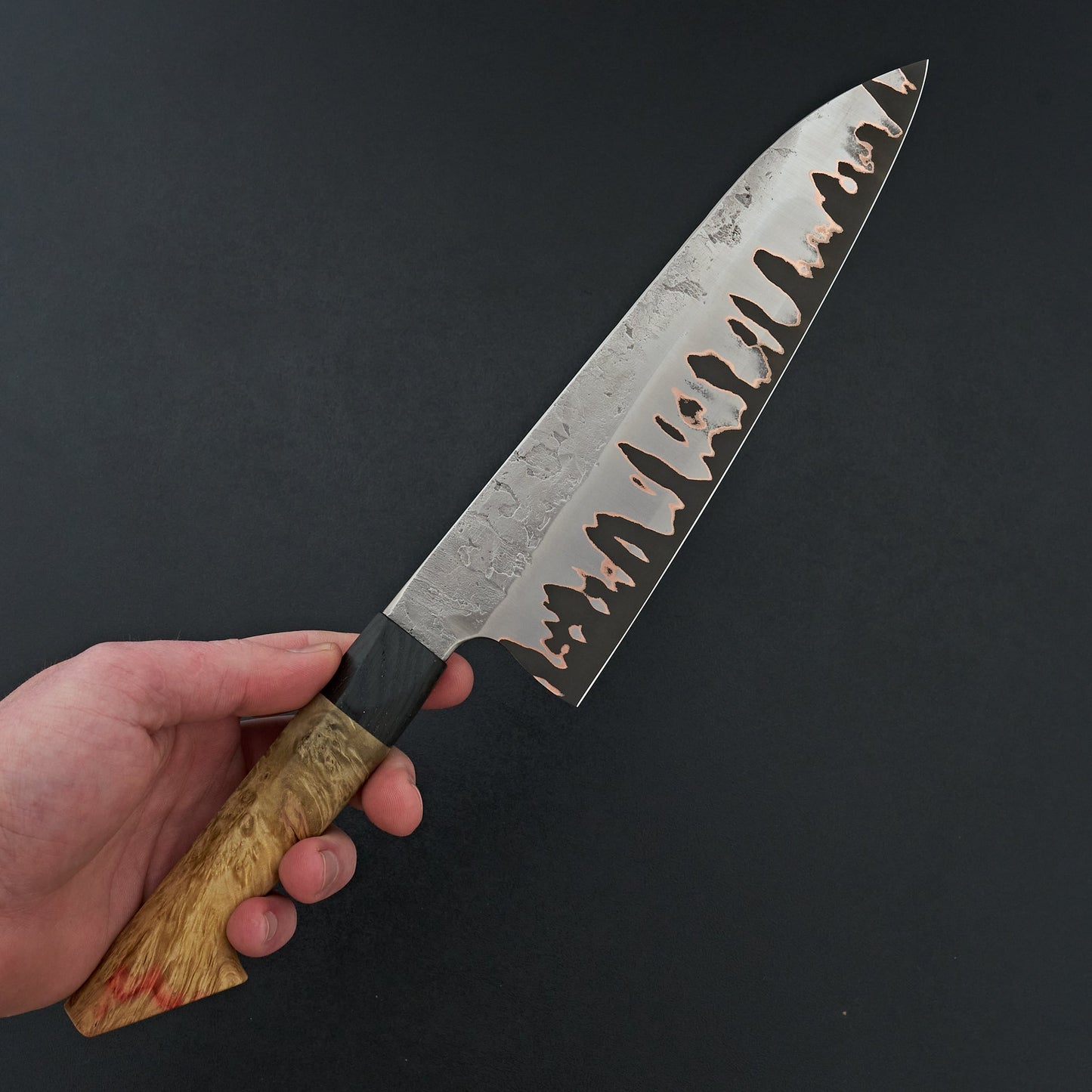 Lew Griffin S-Grind Copper San Mai 52100 Gyuto 225mm Holm Oak