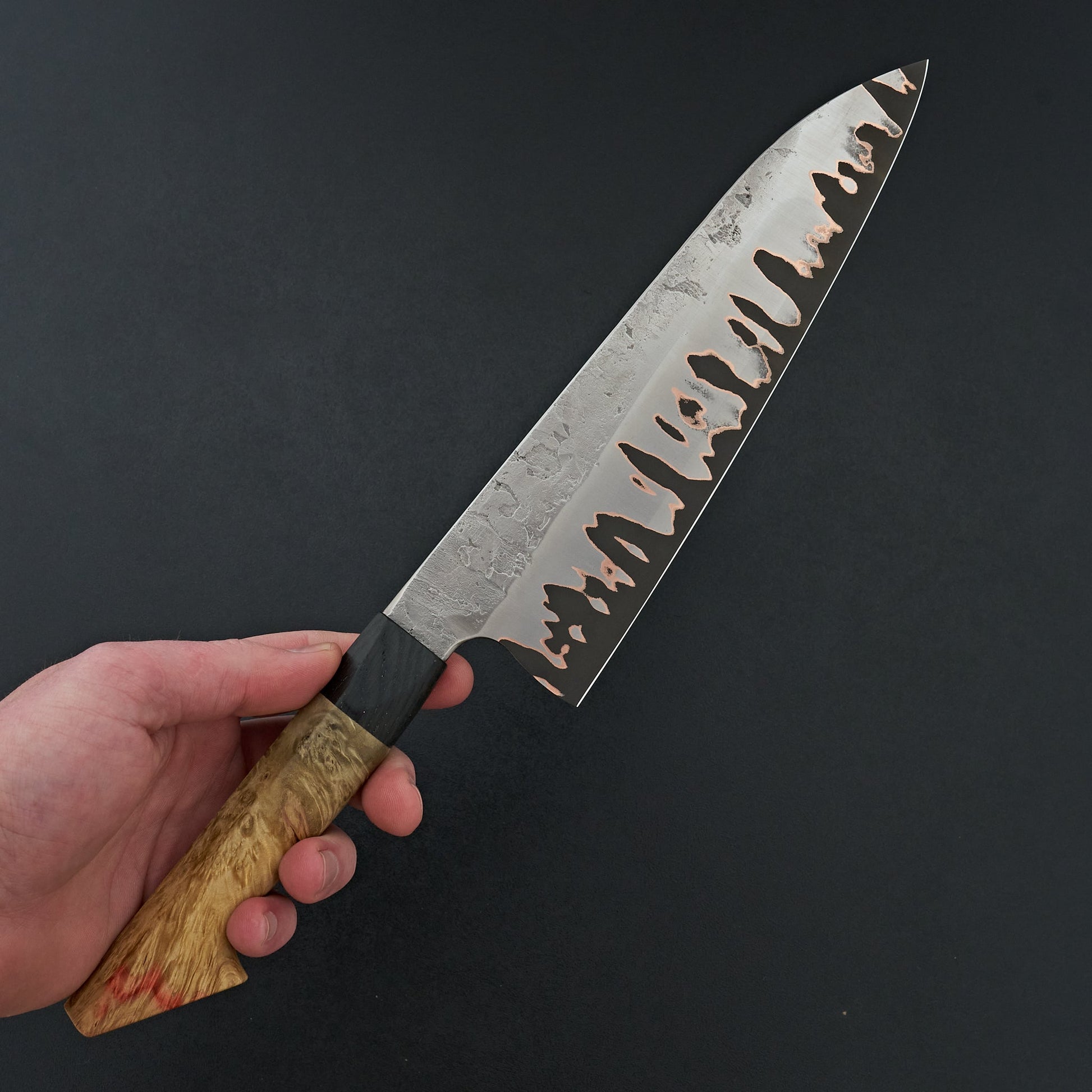 Lew Griffin S-Grind Copper San Mai 52100 Gyuto 225mm Holm Oak