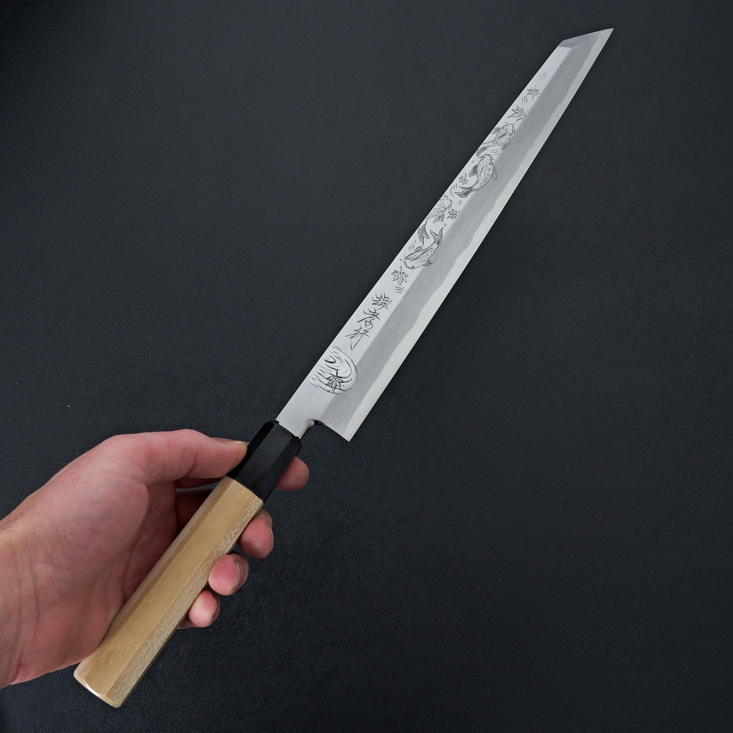 Sakai Takayuki Michiko Kubota Engraved "Koi Autumn Night" Byakko Kiritsuke 300mm