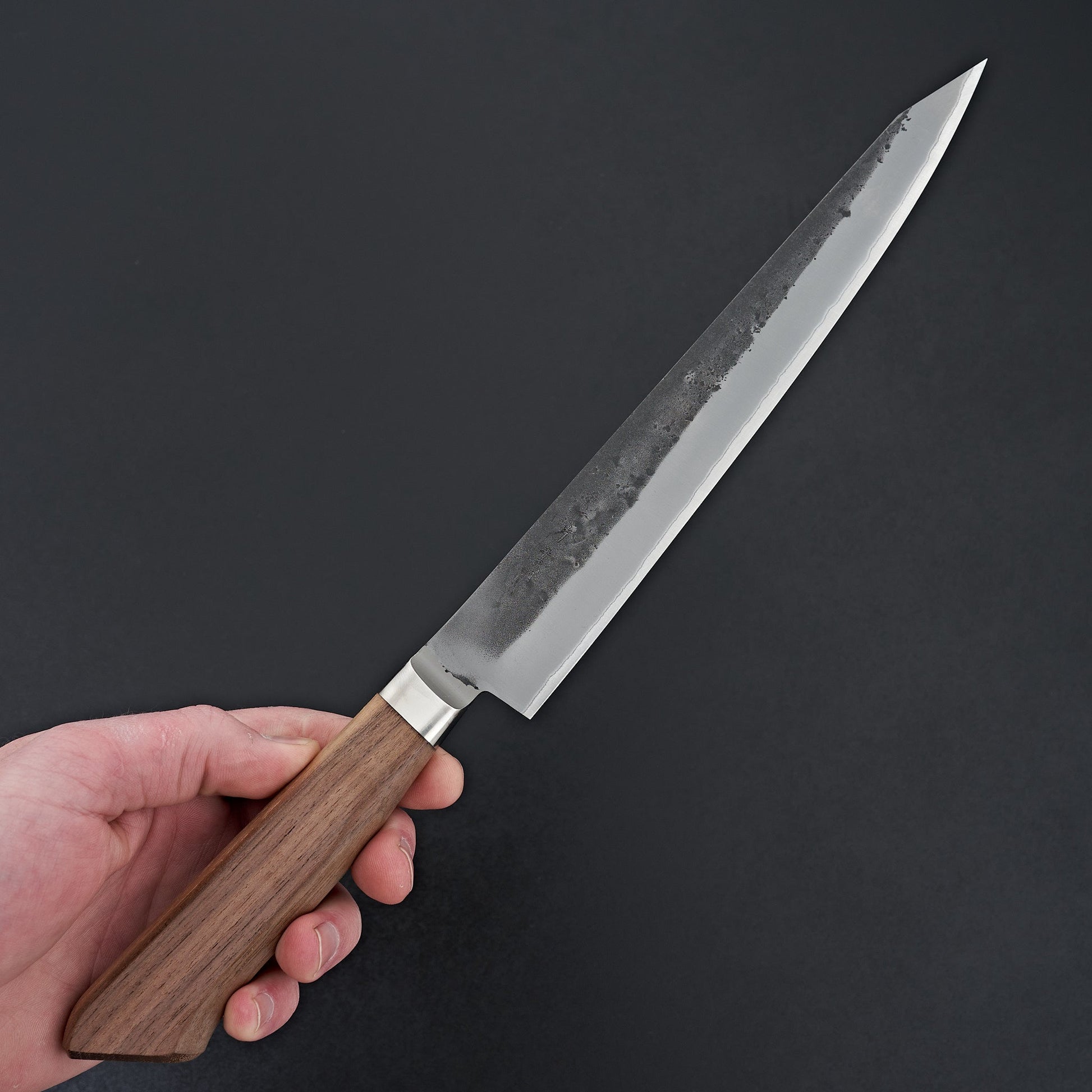 Hitohira TD Blue #2 Stainless Clad Nashiji Yo Sujihiki 240mm Walnut Handle