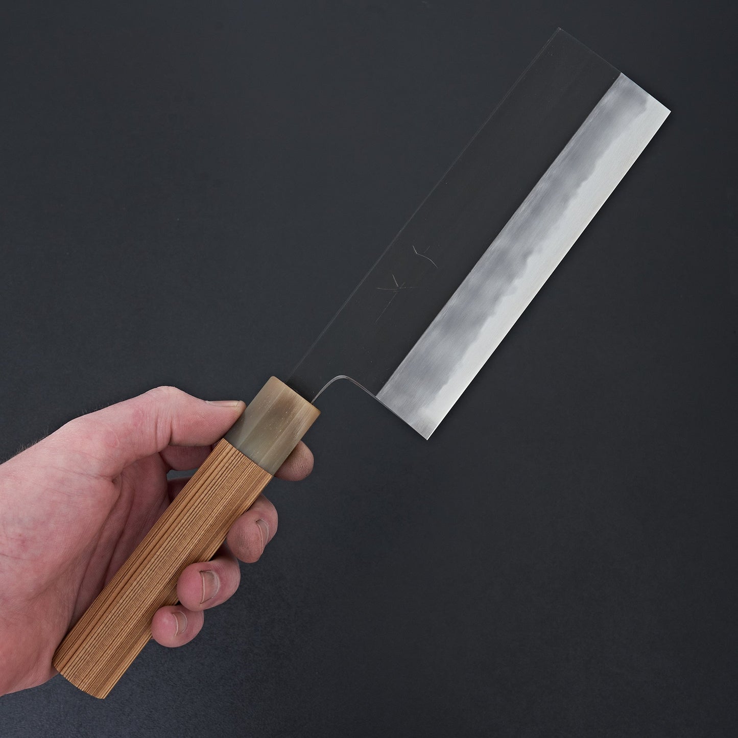 Hitohira Tanaka Kyuzo Blue #1 Kurouchi Nakiri 180mm Yakusugi Cedar Handle (Kaku)