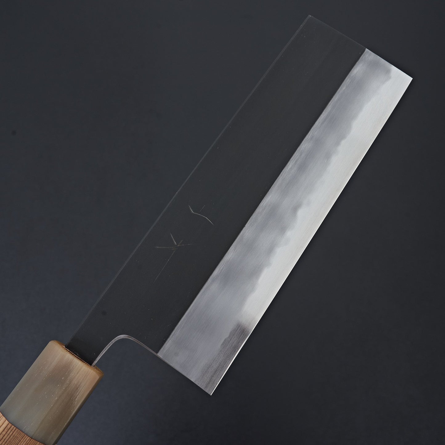 Hitohira Tanaka Kyuzo Blue #1 Kurouchi Nakiri 180mm Yakusugi Cedar Handle (Kaku)