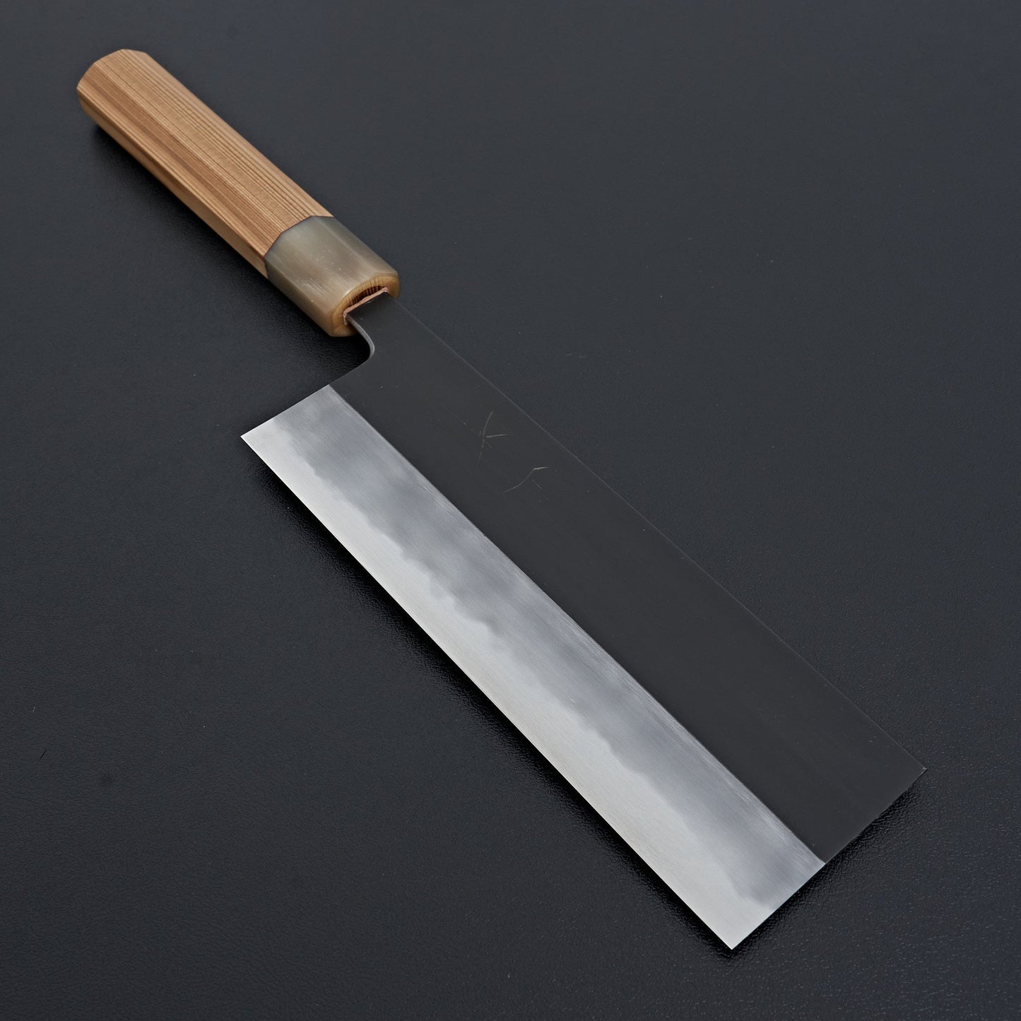 Hitohira Tanaka Kyuzo Blue #1 Kurouchi Nakiri 180mm Yakusugi Cedar Handle (Kaku)