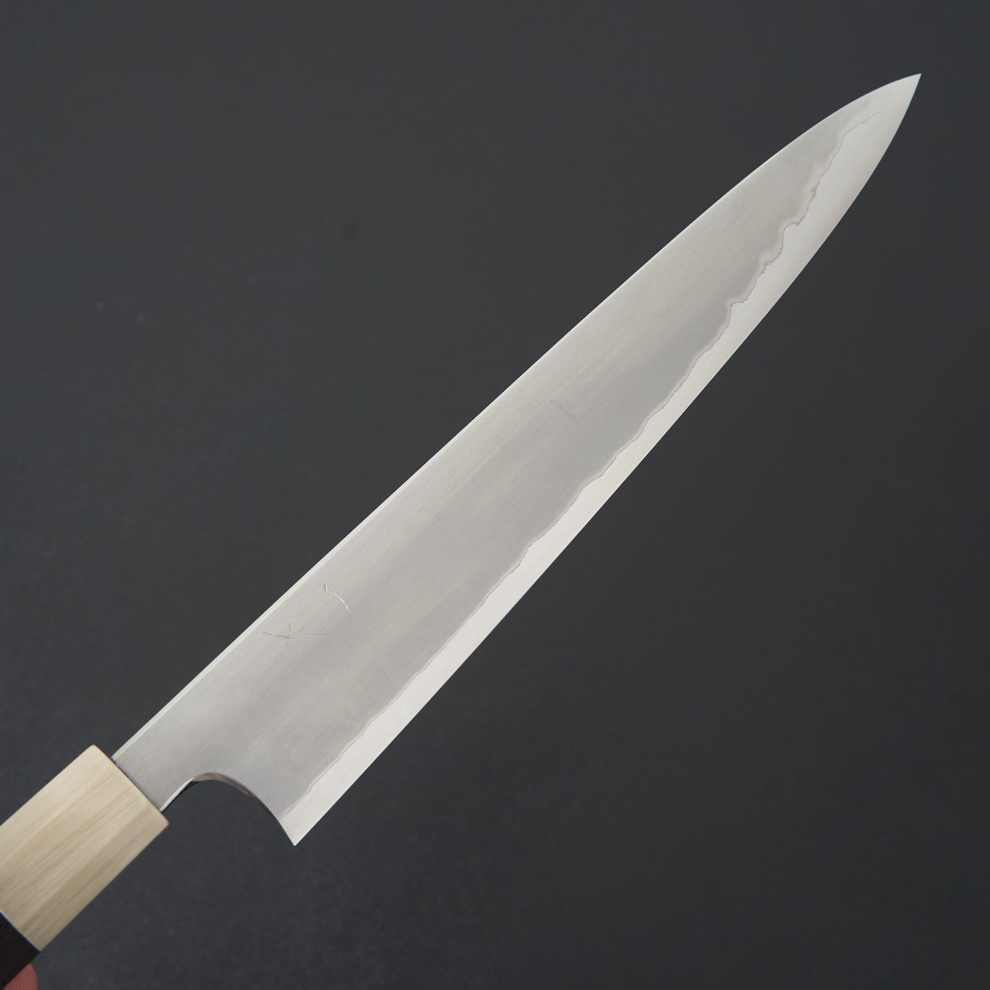 Hitohira Togashi White #1 Stainless Clad Kasumi Sujihiki 240mm Ebony Handle