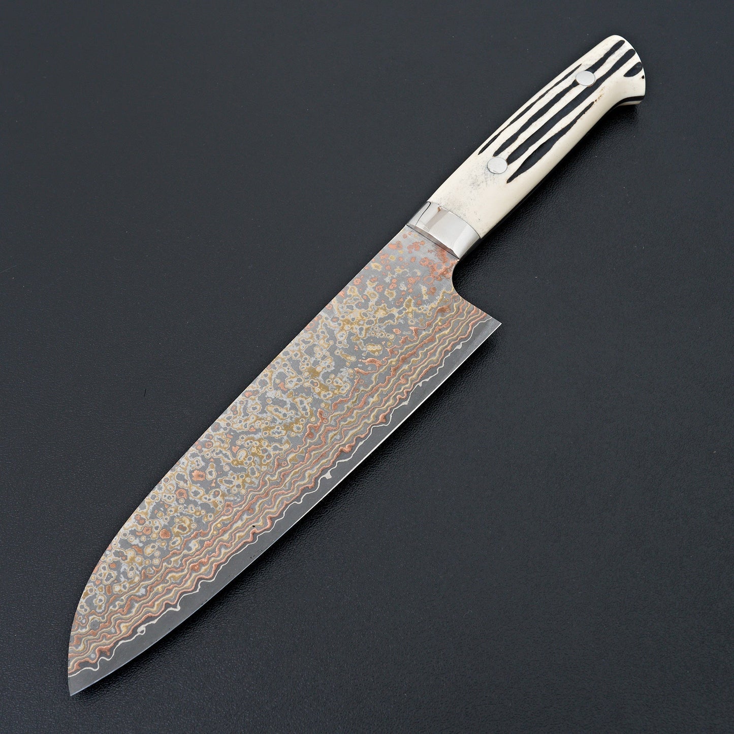 Saji Yushoku Damascus Santoku 180mm