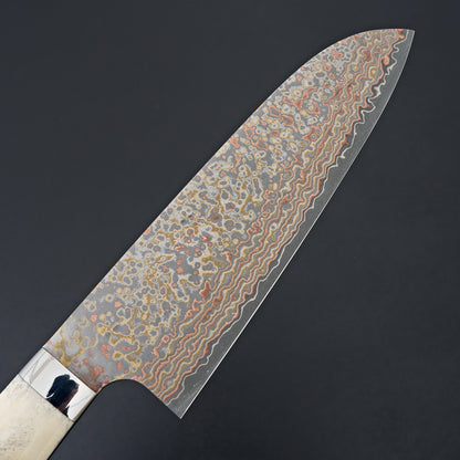 Saji Yushoku Damascus Santoku 180mm