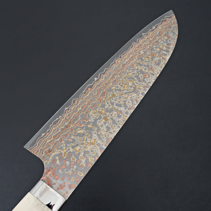 Saji Yushoku Damascus Santoku 180mm