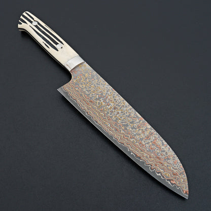 Saji Yushoku Damascus Santoku 180mm