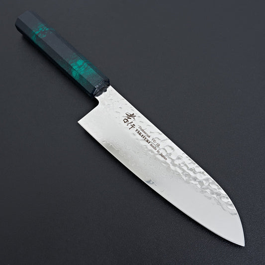 Sakai Takayuki Nanairo Green Tortoiseshell 33 Layer Damascus Santoku 170mm