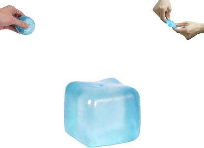 Ice Cube Squishy Toy 3.5cm (1.38") – Gel-Filled Slow Rising Squeeze Cube for Kids Ages 3+ & Adults, Mini Sensory Desk Toy for Classroom Rewards, Party Favors & Everyday Play (blue) - US 9568