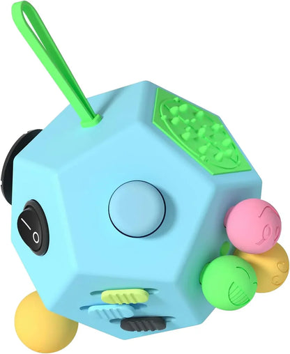 Fidget Dodecagon-12 Sided Fidget Toy Stress Relief Cube for Children and Adults, Silent Compact Classroom Gifts Stocking Stuffers for Teen Boys, Kids(B3 Blue Sky) - US 4674