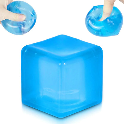 Ice Cube Squishy Stress Ball,1.98"*1.98" Medium Squishy Cube Fidget Toy, Ice Cube Pieces Silent Nice Square Shape Anxiety Sensory Squishy Fidget Toy Slow Rise, Classroom Prizes, Calming(Blue) - US 1032