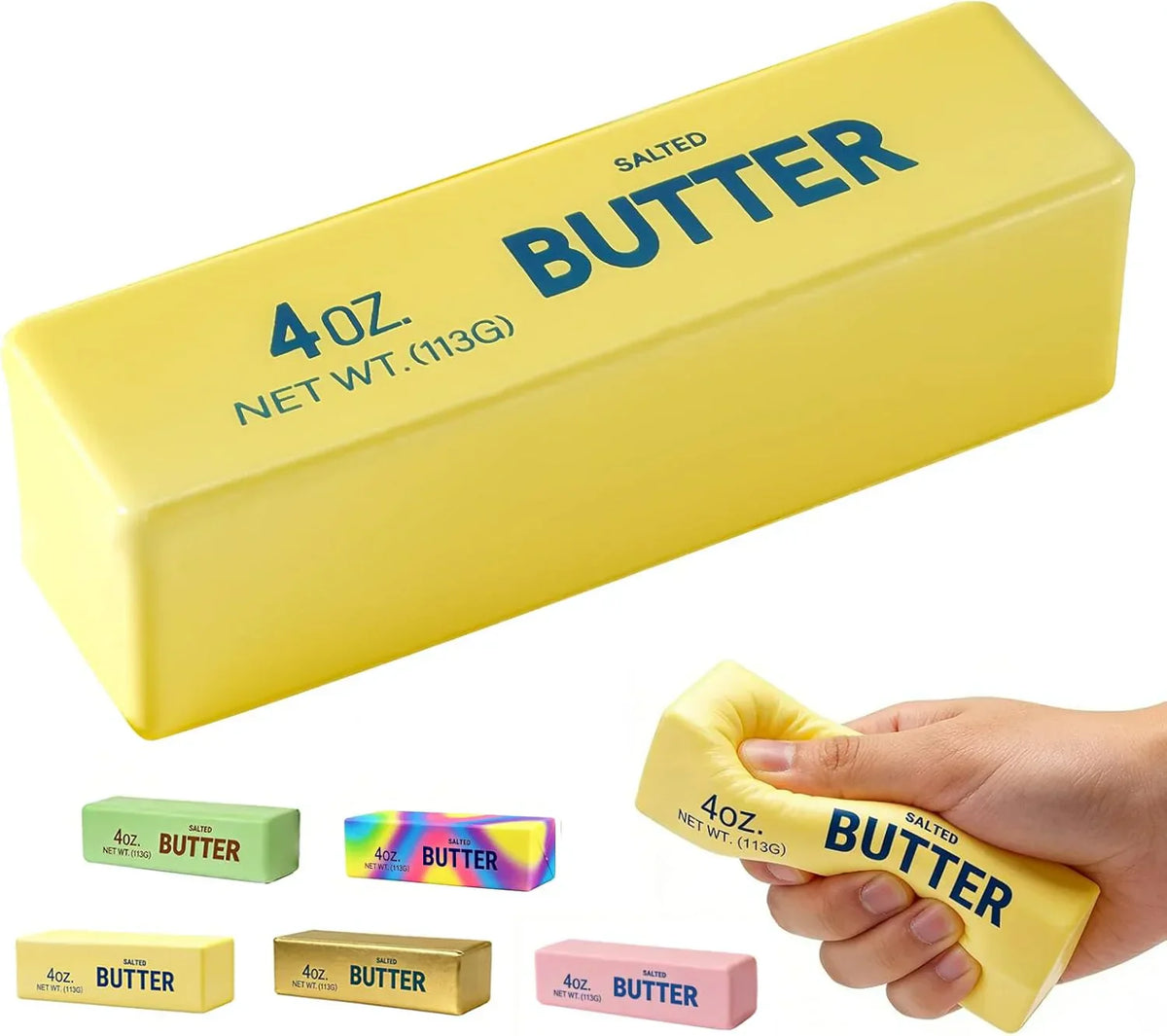 Butter Squishy, Soft Scented Fidget Squishy, Butter Squishy Toy, Cream Scented Butter Squeeze Toy，Slow Rising Butter Stick Stress Relief Toy for Relaxation,Office Desk Decor (Yellow) - US 7657