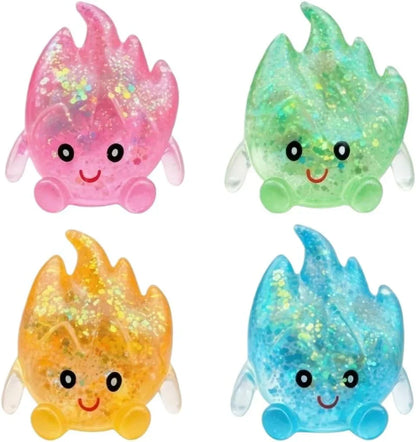 TREBIN Squid Water Drop Squishy Stress Ball, Slow Rising Malt Sugar Fidget Toy, High Resilience Sensory Toy for ADHD Autism, Sparkly Jellyfish Design Droplet Squeeze Toy for Focus (Random Flame Shape) - US 5233