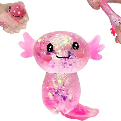 Axolotl Squishy Toy for Kids Ages 3+ & Adults, Slow Rising Sensory Fidget Toy, Cute Squeeze Toy for Party Favors, Classroom Rewards & Gifts(Pink) - US 1898
