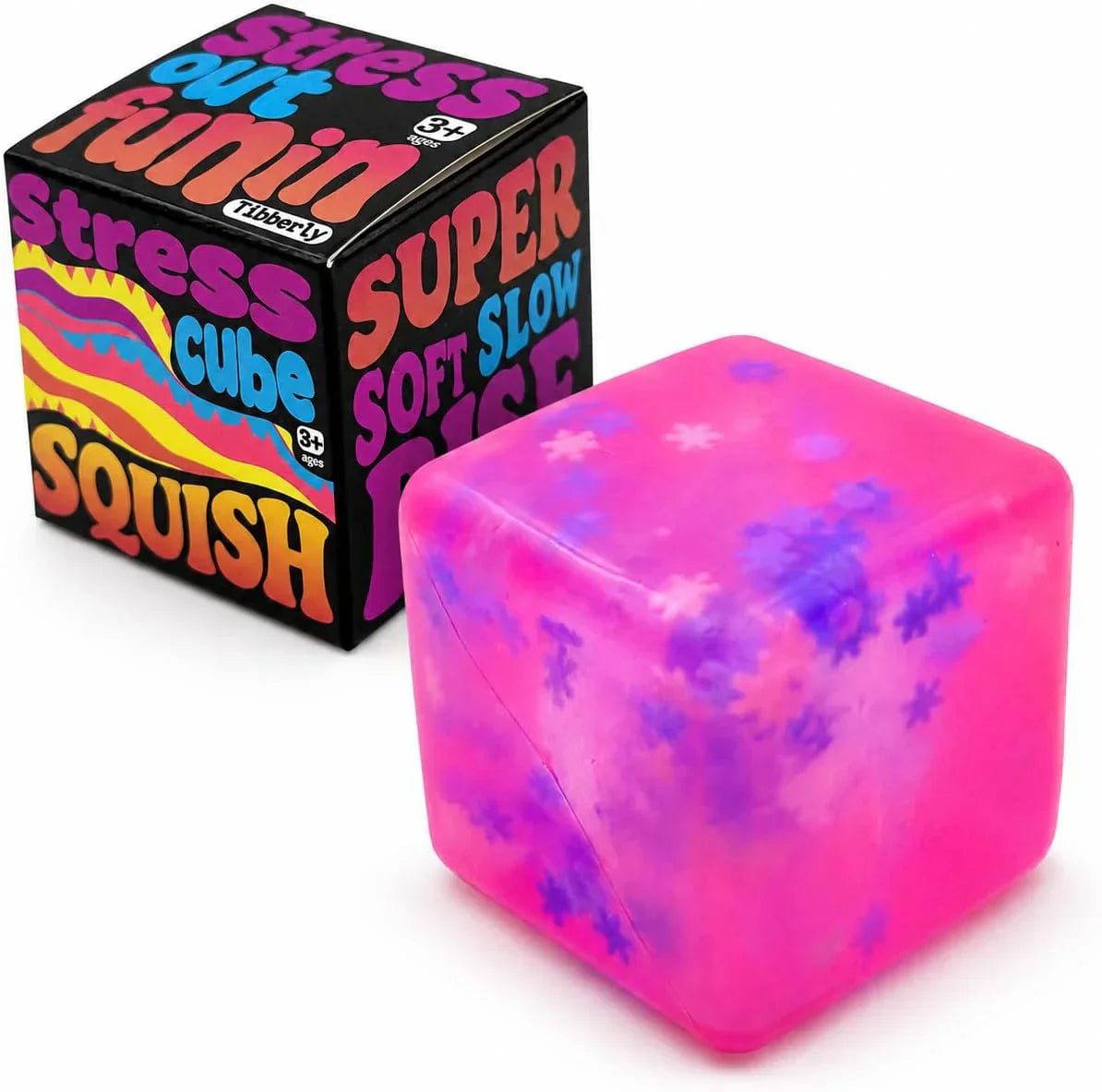 Stress Cube Squishy Toy, 1.97 Inch Slow Rising Fidget Stress Ball with Snowflake Inside, Silent Anxiety Relief Sensory Toy for Adults & Kids, Leakproof Gift-Ready Squeeze Cube - US 5173