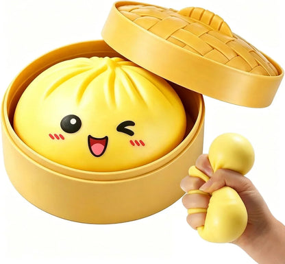 Dumpling Squishies, Fast Rebound Stress Ball Fidget Sensory Toy | Colorful Dumpling Squishy Set with Steamer, Fast Rebound Squeeze Toy, Soft Stretchy Desk Stress Relief Toy - US 8797