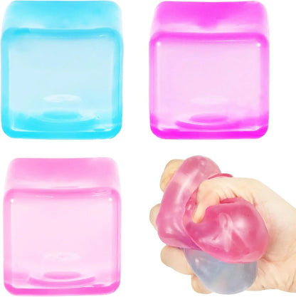 3Pack Ice Cube Stress Ball,Small Cube Fidget Toys,Squishy Cube for Anxiety Relief Stress Reliever,Stress Relief Toys for Adults Kids Children Teens - US 4876