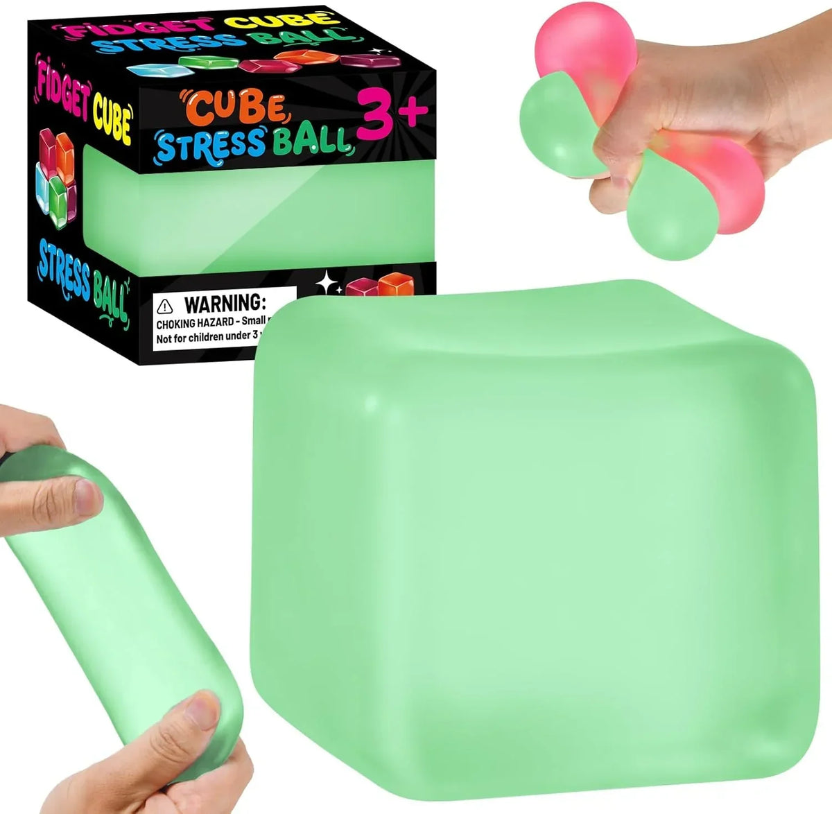 Stress Cube Squishy Fidget Toys, Slow Rising Ice Cube Sensory Stress Balls for Kids Adults Anxiety Relief Squeeze Toy for Classroom Prizes Party Favors (Light Green) - US 7359