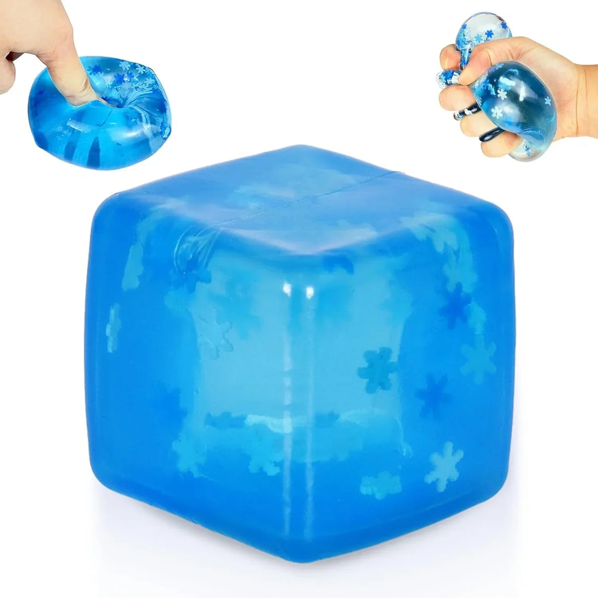 Maltose Squishy Stress Relief Toy, Snowflake Squeeze Ice Cube Fidget, Slow Rising Sensory Stress Ball for Relaxing, Durable TPR Calm Down Toy for Boys Girls Age 3+ (1Pcs, Blue, 1.97inch) - US 6408