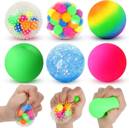 6 Set Squishy Sensory Stress Squeezing Balls forAdults: Best Calming Tool to Relieve Anxiety, Vent Mood and Improve Focus, Easter Basket Stuffers for Kids, Goodie Bag Stuffers - US 3363