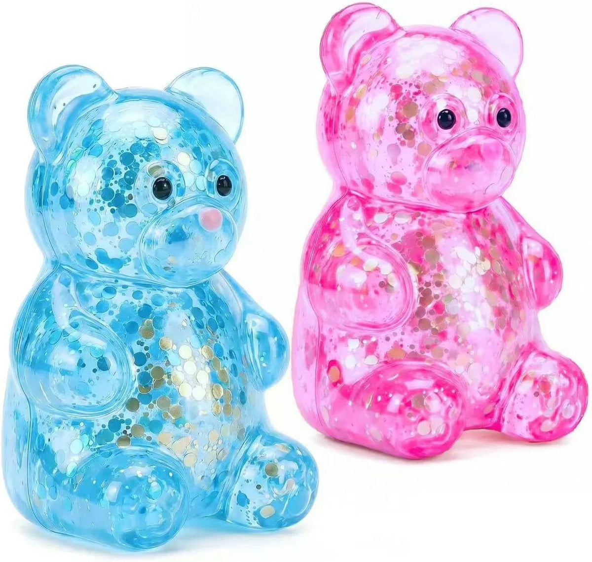 2 Pack Bear Squishy Sugar Fidget Stress Balls, Glitter Colorful Bear Sensory Stress Balls for Anxiety Relief, Animals Squishy Squeeze Balls Fidget Toys for Boys and Girls - US 4963