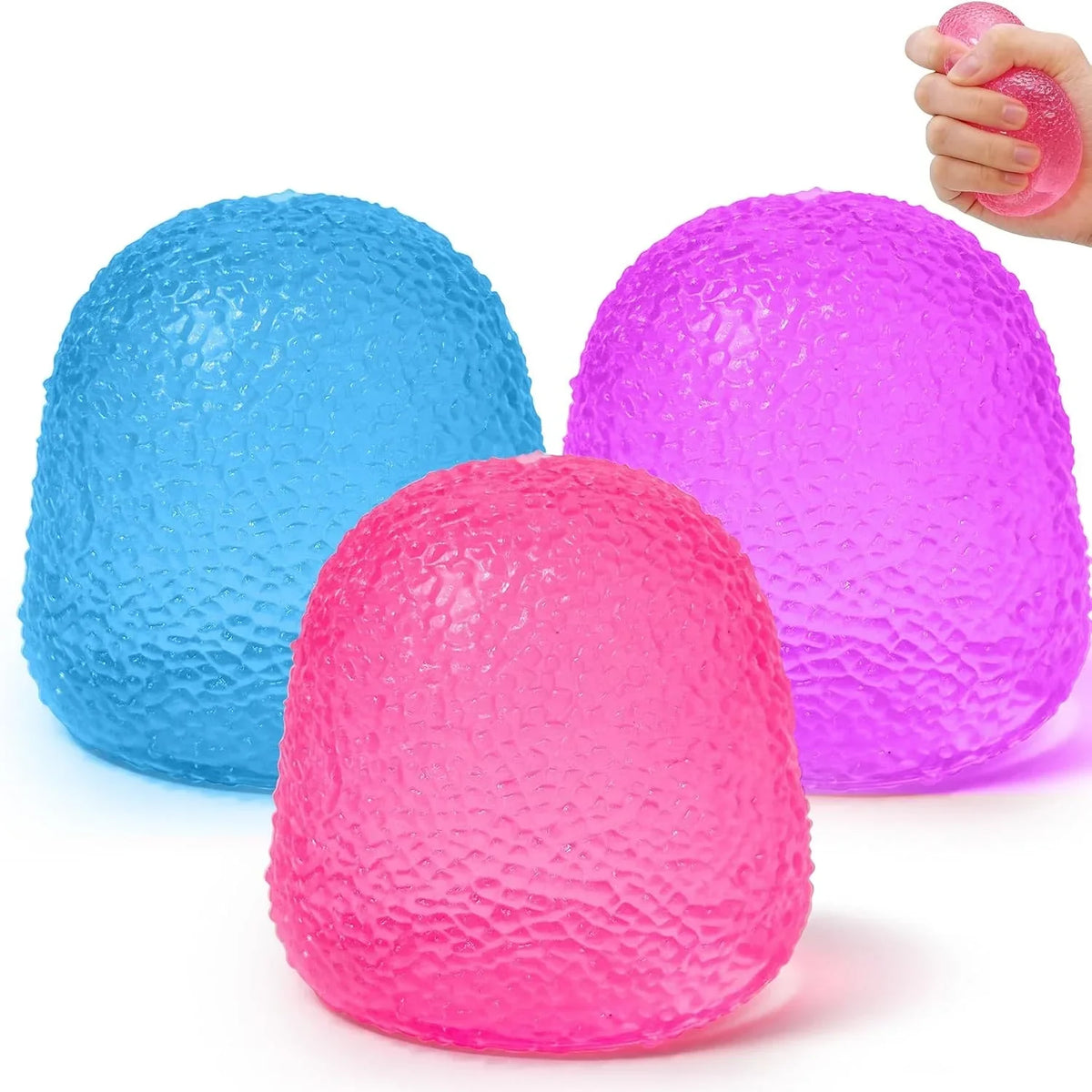 Gumdrop Squishy 3 Pack, Stress Balls Fidget Toys for Kids and Adults, Durable Squishy Gumdrops Candy-Shaped Balls for Classroom Prizes, Party Favors, Easter Basket Stuffers, and Easter Gifts - US 7667