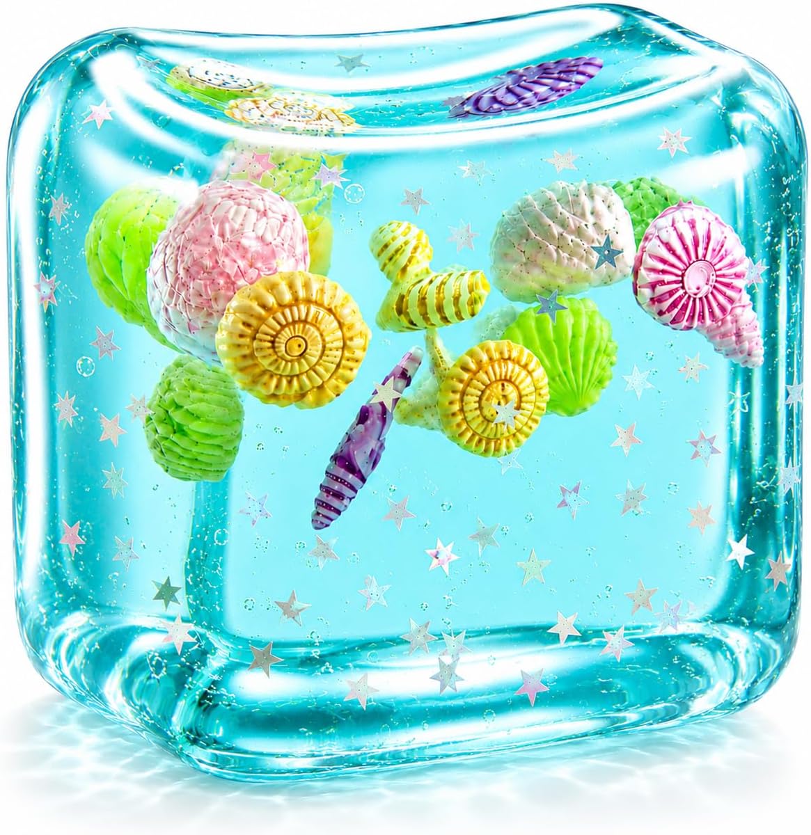Large Squishy Ice Cube Stress Ball - Slow Rising Maltose Texture Jelly Fidget Toys with Star Glitter - Sensory Squeeze Toy for Anxiety Relief - Desk Gifts for Kids & Adults - US 7134