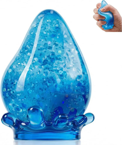 Water Drop Squeeze Squishies, Dream Squishy Drop Squishy Stress Ball, Soft Fidget Stress Ball, 2026 New Slow Rise Relief Fidget Sensory for Anxiety Stress Easter Party Favors (Blue) - US 8941