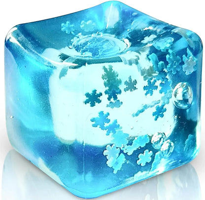 Stress Balls Ice Cube with Snowflakes Inside for Your Best Mellow and Chill, Snow Pieces Silent Nice Square Shape Anxiety Sensory Squishy Fidget Toy Slow Rise, Classroom Prizes, Calming Kids Adults - US 4911