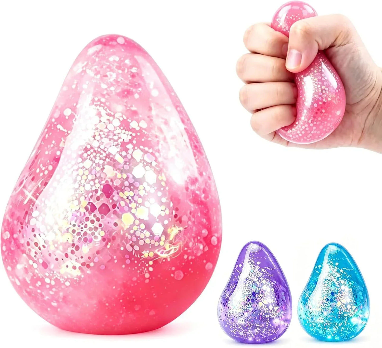 Dream Squishy Drop Fidget Toys Adults, Water Drop Squeeze Toy for Stress Relief, Slow Rising Squishies Sensory Toys with Autism, Malt Sugar Balls Gel Filled Party Favors - Pink - US 6303