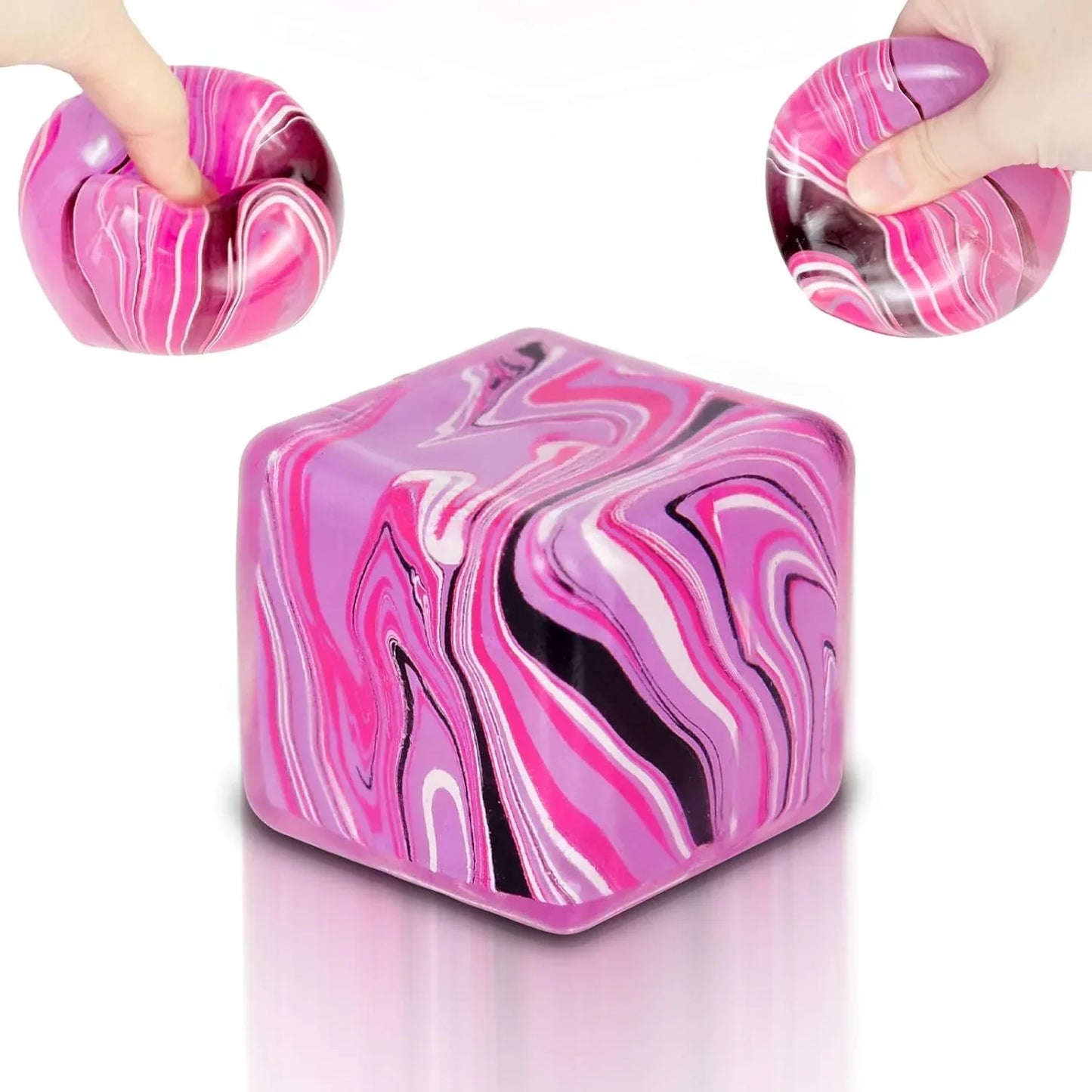 Ice Cube Squishy Fidget Toy Purple Stress Ball Squeeze Toys Stress 5cm(1.97") Veined Ice Cube Squishy Fidget Sensory Toys Kids Youth Adult Puffwize (Pink) - US 3129