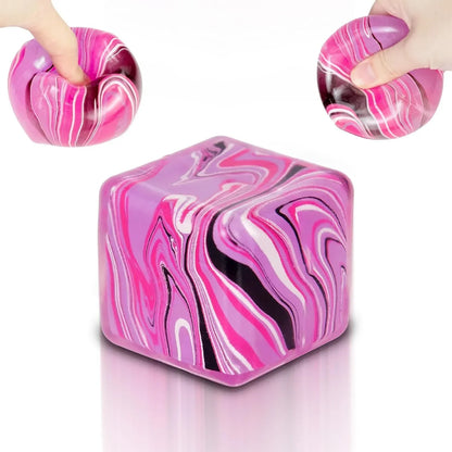 Ice Cube Squishy Fidget Toy Purple Stress Ball Squeeze Toys Stress 5cm(1.97") Veined Ice Cube Squishy Fidget Sensory Toys Kids Youth Adult Puffwize (Pink) - US 3129