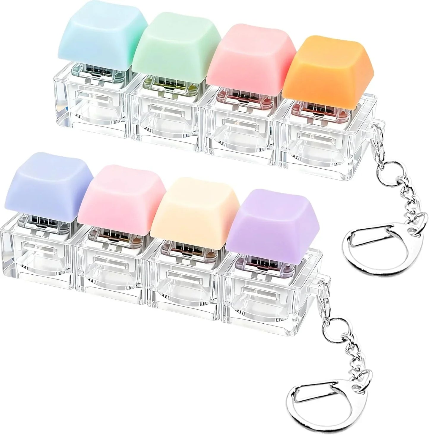 2 PCS Keyboard Fidget Toy, Keyboard Fidget Keychain 4-in-1 Keyboard Decompression Button Finger Clicker Toys, Button Stress Relief Fidget Gifts to Relief Stress (Purple Blue Pink Orange) - US 9537