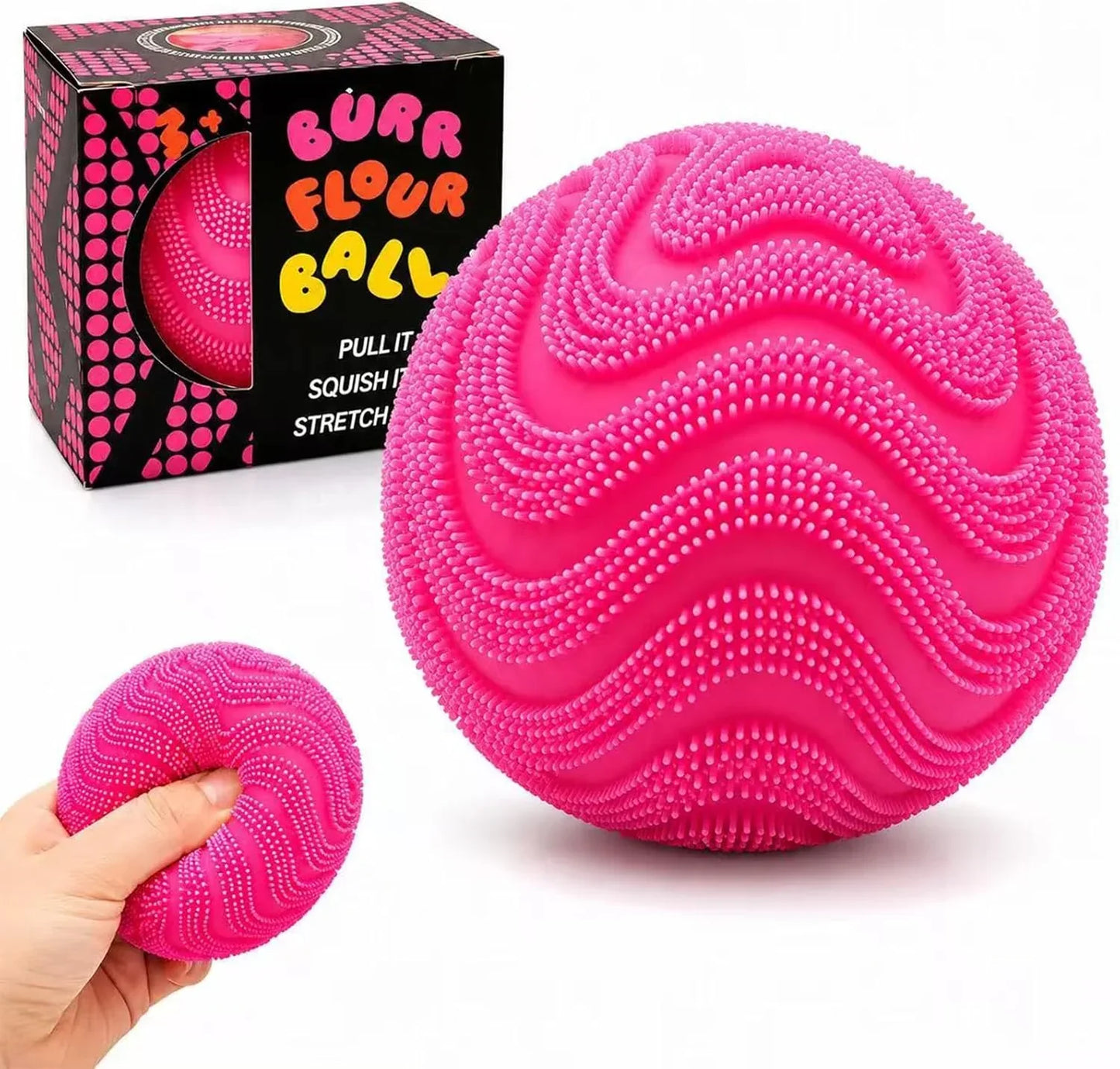 Fuzz Ball Squishy Stress Ball,Soft Fidget Squishy Fuzz Squeeze Ball for Adults,Anxiety Stress Relief Toys,Party Favors Gift for Adults (Pink Ball) - US 9004