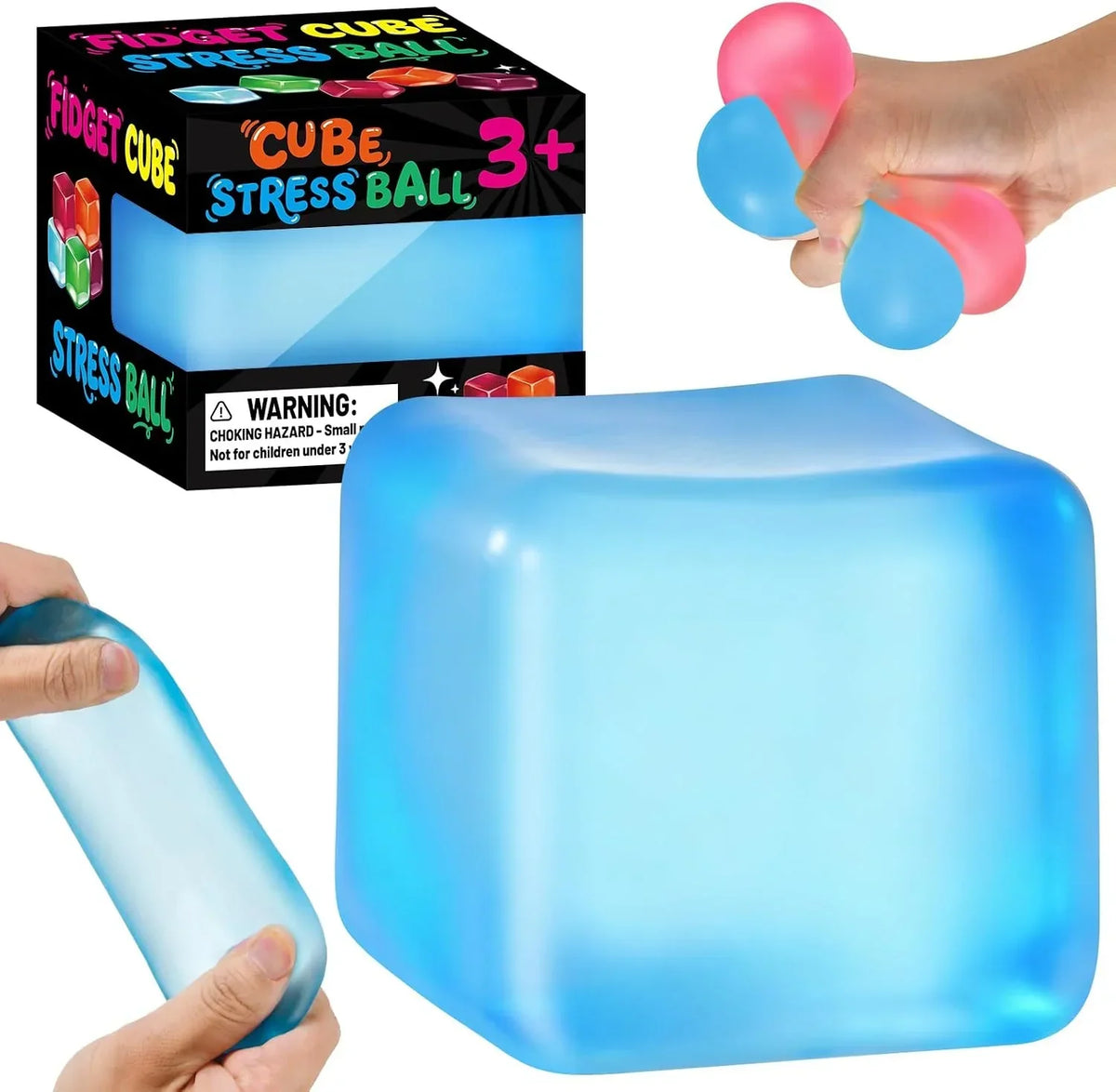Stress Cube Squishy Fidget Toys, Slow Rising Ice Cube Sensory Stress Balls for Kids Adults Anxiety Relief Squeeze Toy for Classroom Prizes Party Favors (Blue) - US 6503