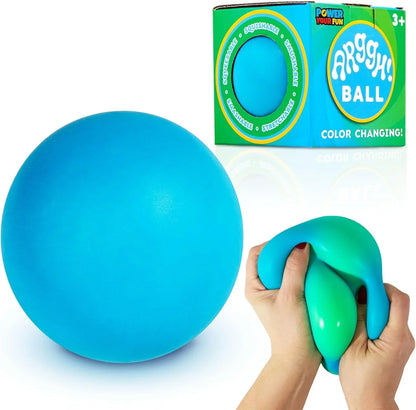 Power Your Fun Arggh Large Stress Ball for Adults and Kids - 3.75 Inch Tension Relief Ball Fidget Toy, Color-Changing Stress Relief Hand Squeeze Sensory Balls Big Squishy Toys for Kids (Blue/Green) - US 3628