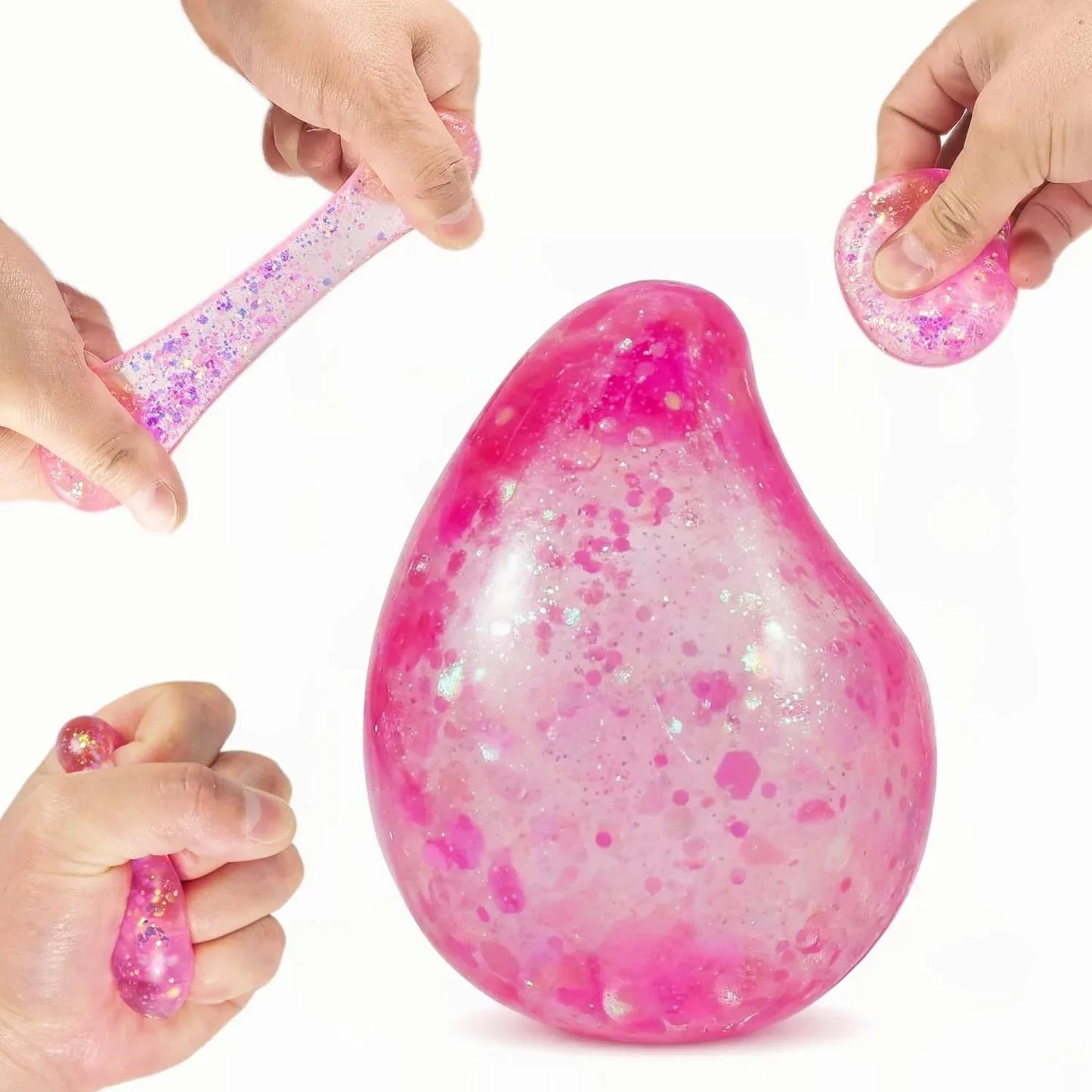 Pink Drop Squishies Sugar Stress Ball, Soft Slow Rise Sugar Fidget Toy, Squishy Squeeze Sensory Stress Ball Fidget Toy for Relaxing, Quiet Classroom Prizes & Easter Basket Stuffers - US 1628