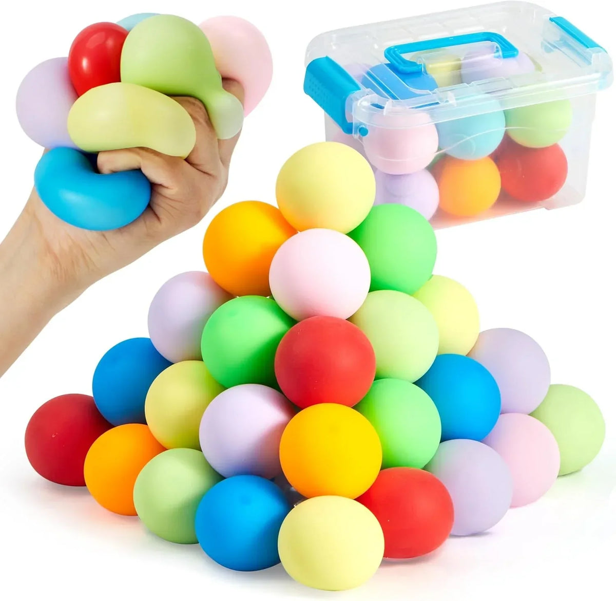 JOYIN 24 Pack Slow Rising Stress Balls, Squishy Sensory Fidget Toys, Hand Therapy Balls for Anxiety Relief, Classroom Prize Box Toys for Kids, Goodie Bag Stuffers, Party Favors - US 6663