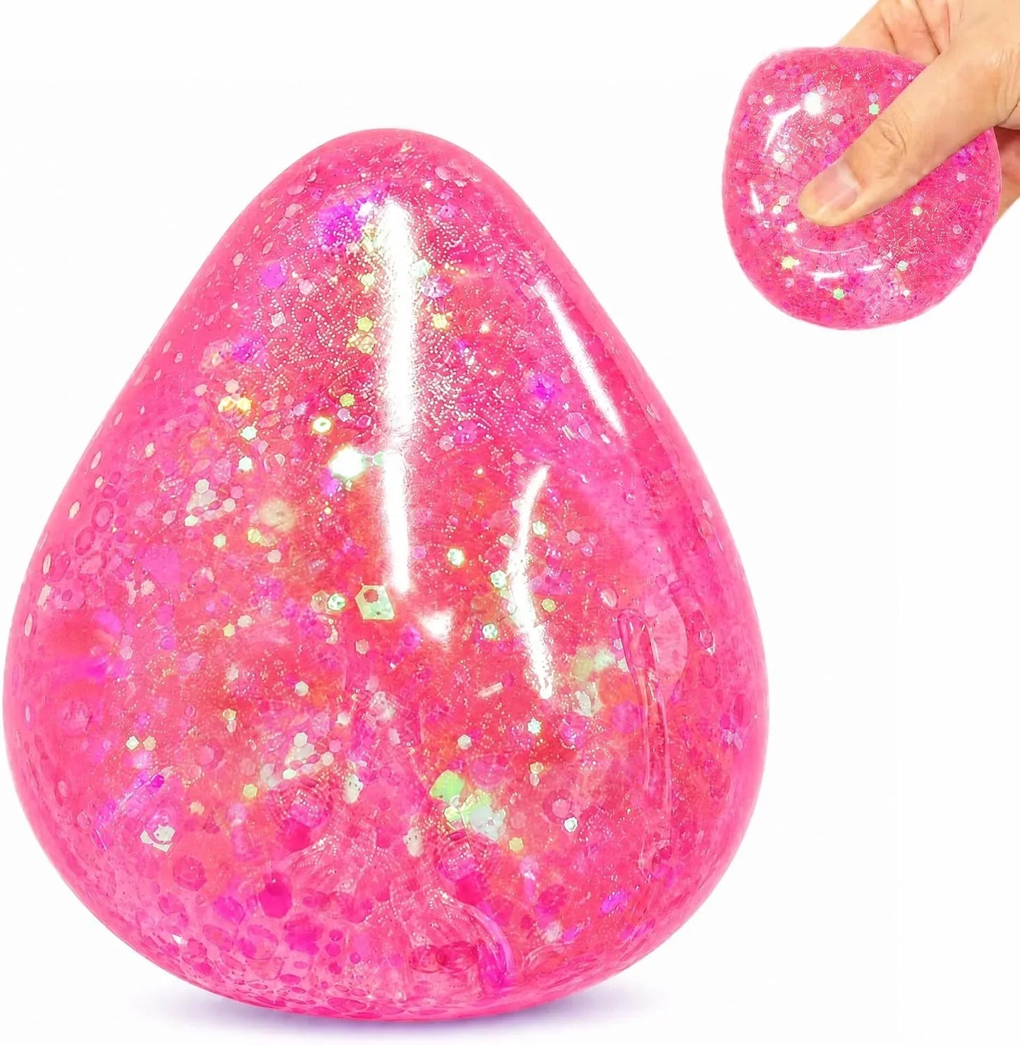 Squishy Drop Stress Balls for Girls & Kids, Glitter Pink Squeeze Stress Sugar Ball, Slow Rising Sugar Squishy Toys, Sensory Fidget Toy for Anxiety Relief, Party Favors and Birthday Gifts - US 9199