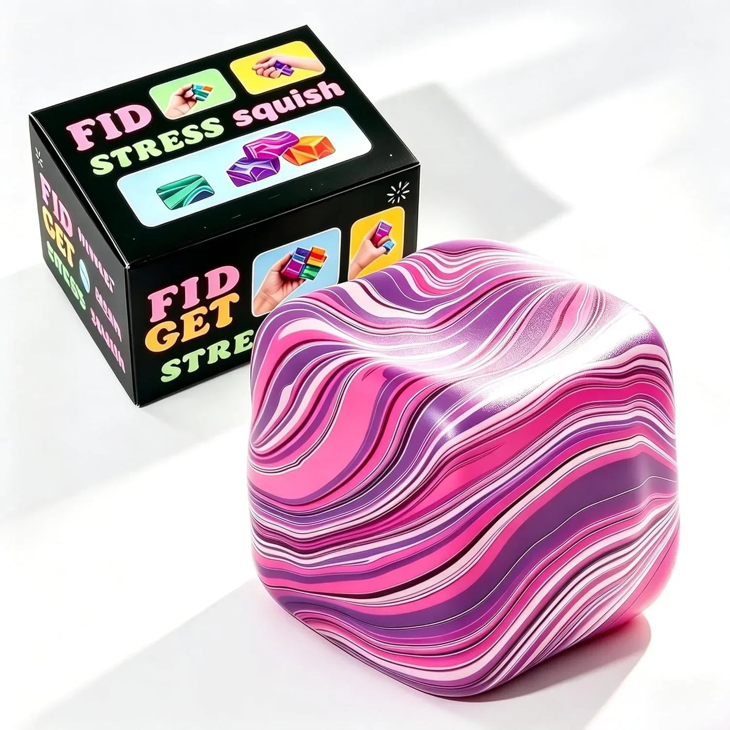 1 Pack Fidget Toys Squishy Stress Cube, Stress Balls for Kids Adults Squishies Stress Relief, Ice Sugar Sensory Toys for Kids with Autism, Fidgets for Classroom Prize Toys(Pink,1 Pack) - US 6278