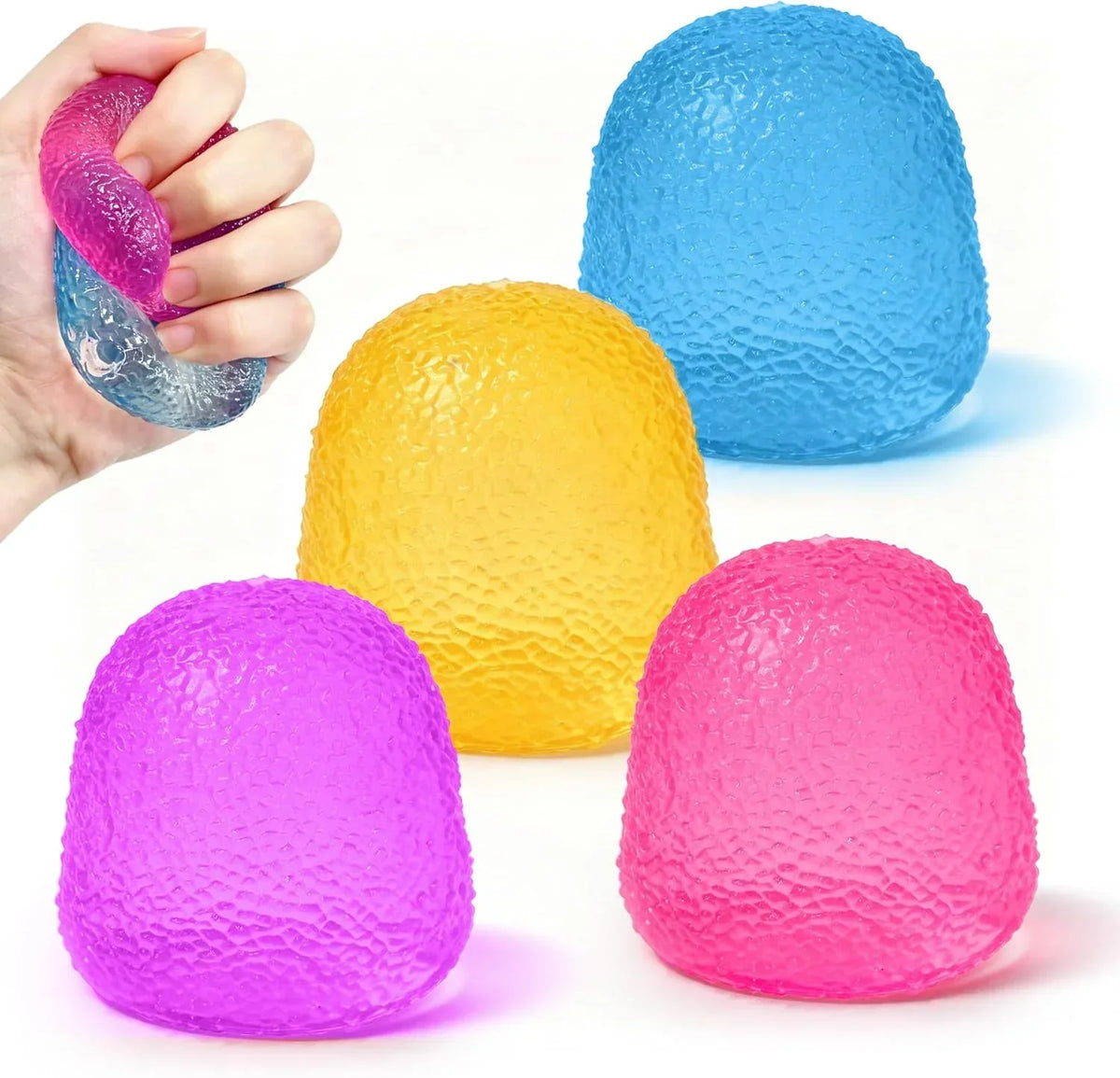 4PCS Gumdrop Squishy Toys Mini, Sweet Gel Candy Stress Ball, Sensory Squeeze Toy Set , Soft Hand Fidgets for Anxiety Relief, Birthday Goodie Bag Fillers for Teens & Adults - US 4028